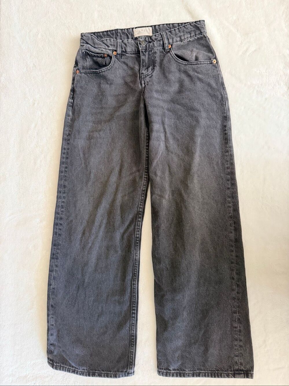 Motel Rocks Black Gray Acid Wash Wide Leg Jeans Women’s 28 Estimated